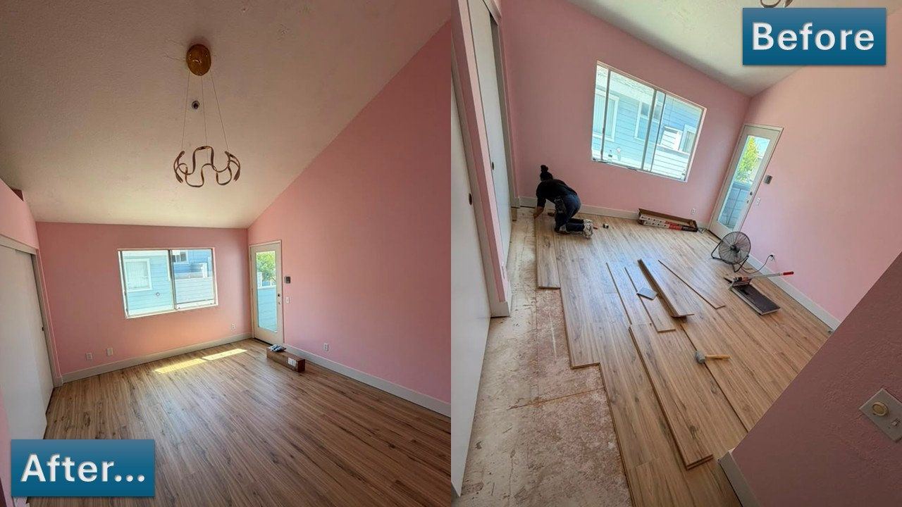 Bedroom flooring, before and after photos