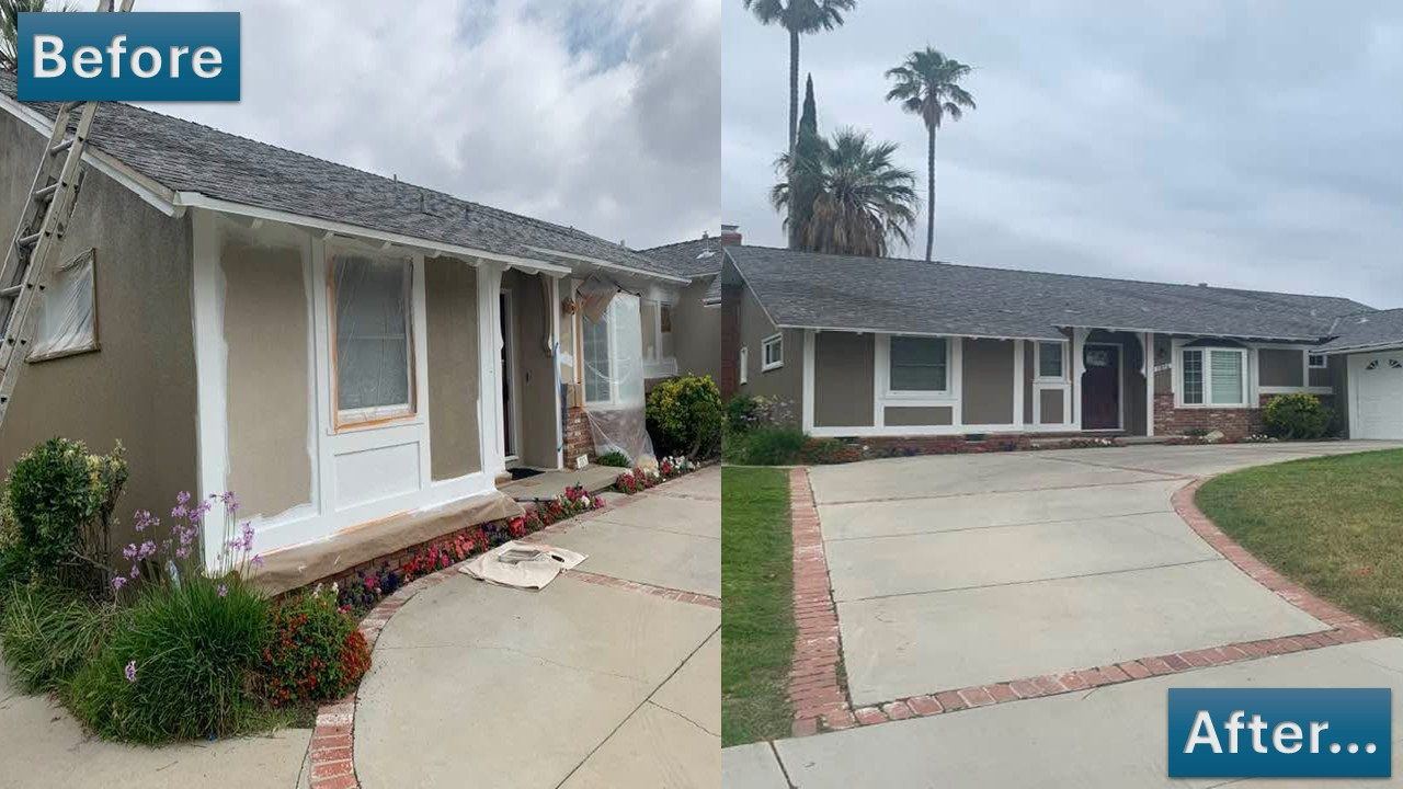Exterior painting, before and after photos