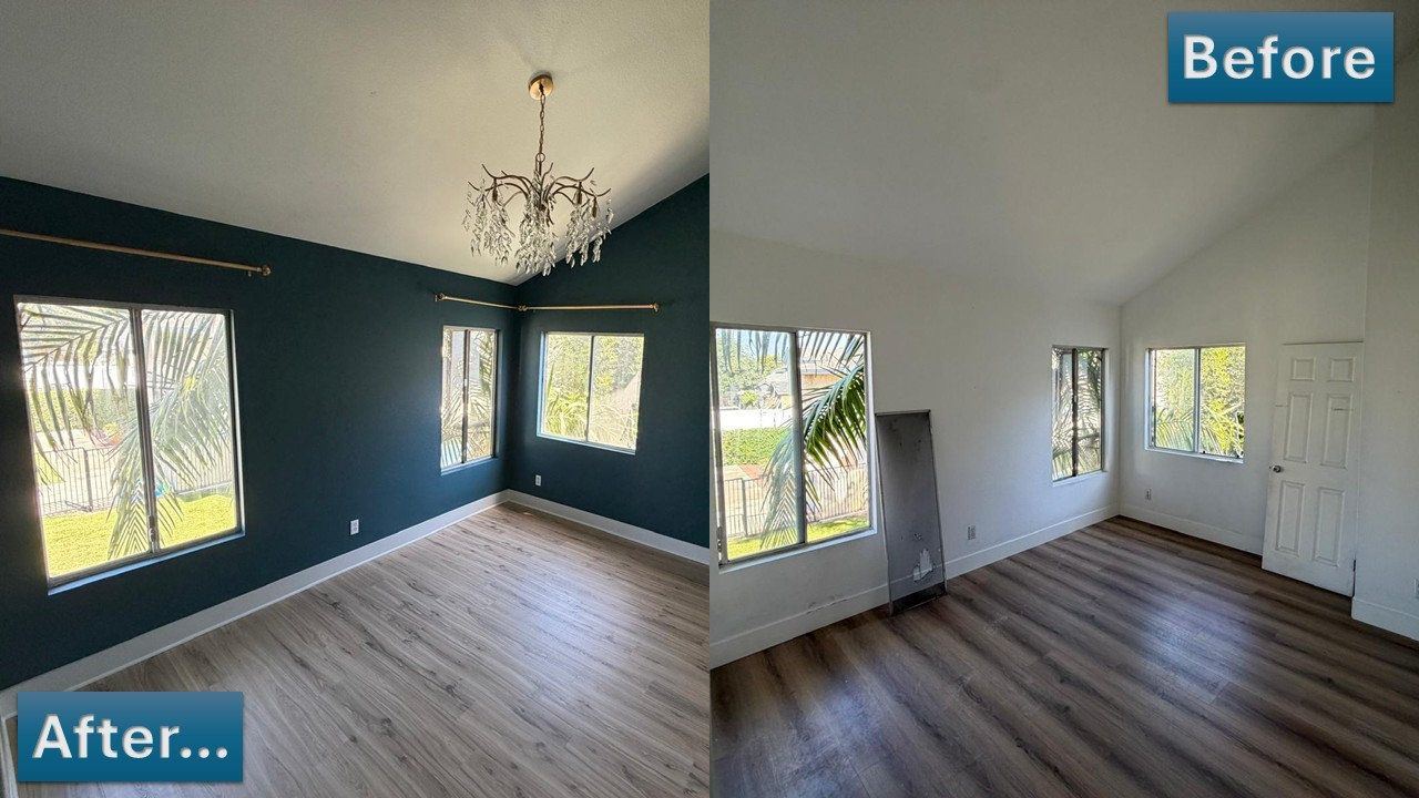 Interior paint and flooring, before and after photos